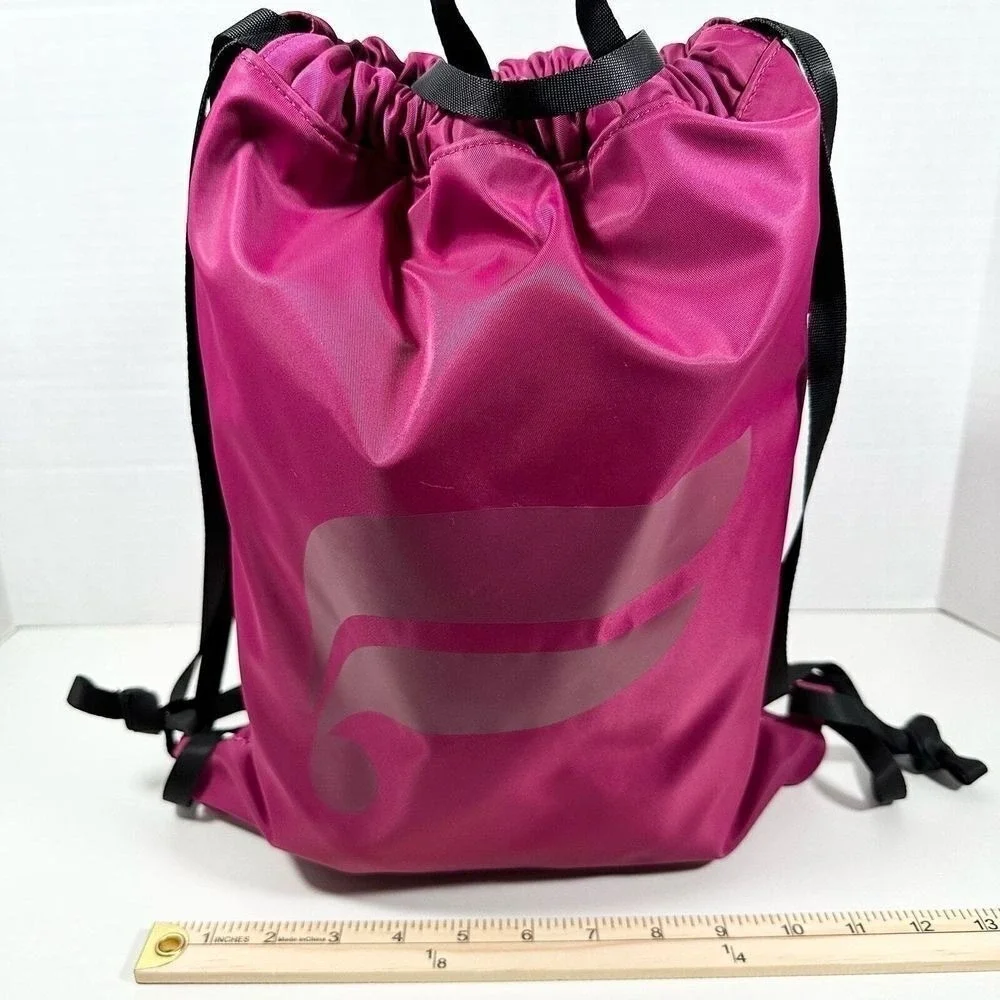 Fabletics Drawstring Backpack Magenta Pink Quilted Cinch Gym Bag Adjustable